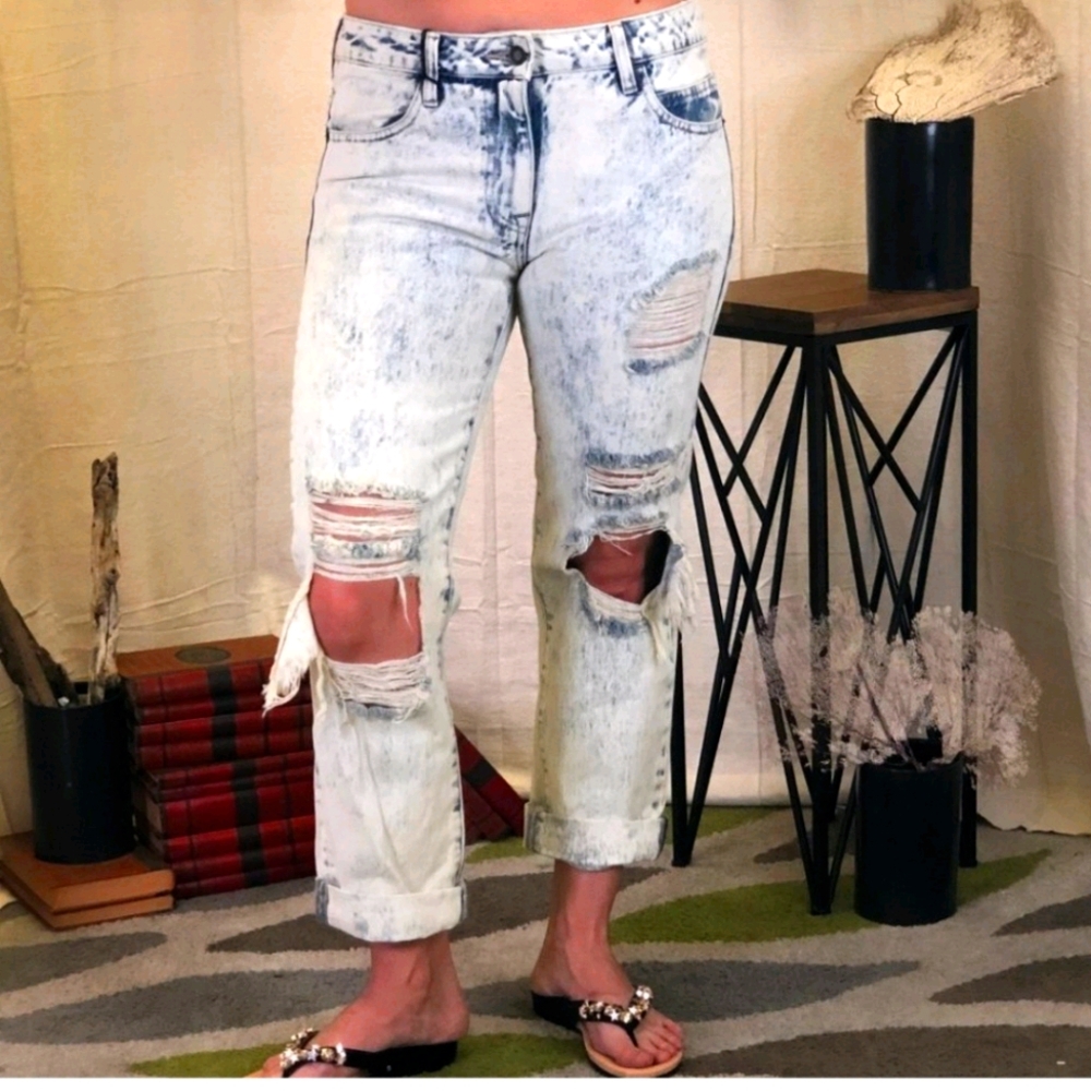 HIDDEN jeans acid wash distressed Boyfriend slouch